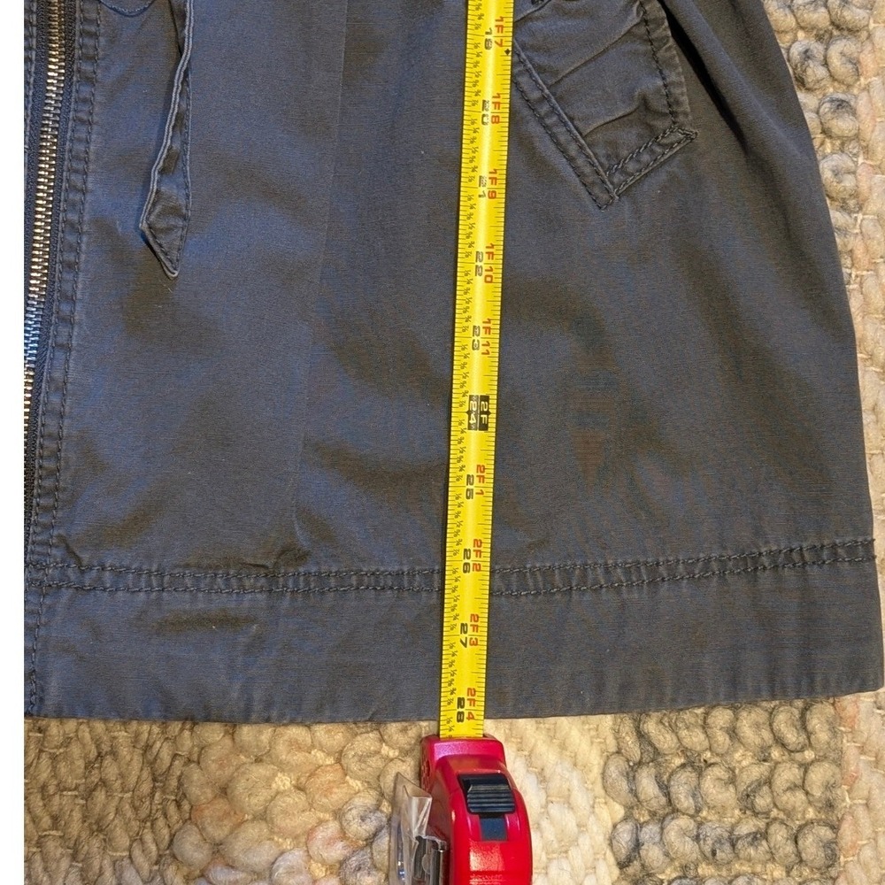 HM Gray Cotton Utility Jacket Ruffle Collar Drawstring Waist Size 6 gorpcore - Picture 10 of 11